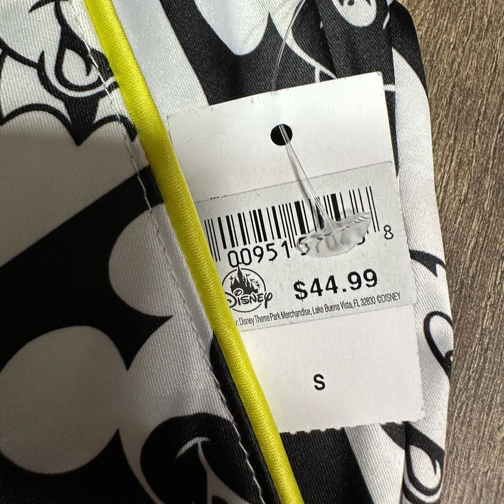 NWT 2023 Disney Small Black‎ White Mickey Mouse Pajama Pants Pockets Satin Silk - Picture 3 of 5